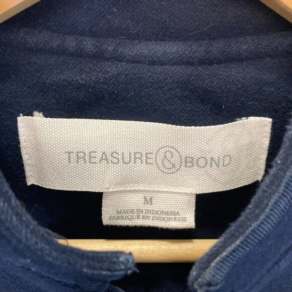 Treasure & Bond Zip Up Military Jacket Womens Medium M Navy Blue Double Breasted - Picture 6 of 16